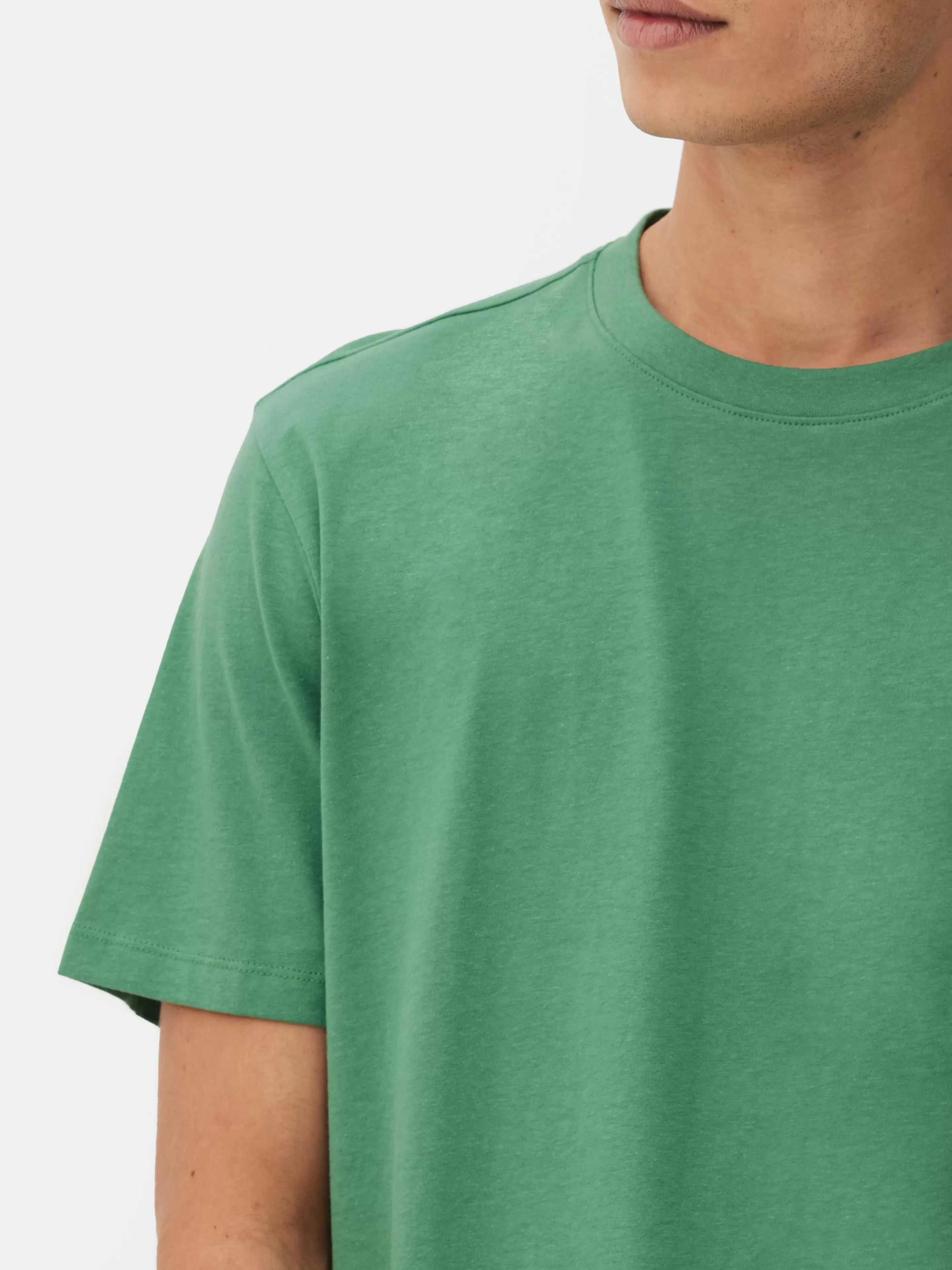 Maglietta Casual Primark - Taglio Regolare con Scollo Tondo, Tessuto Morbido in Verde Chiaro per Stilistica Quotidiana