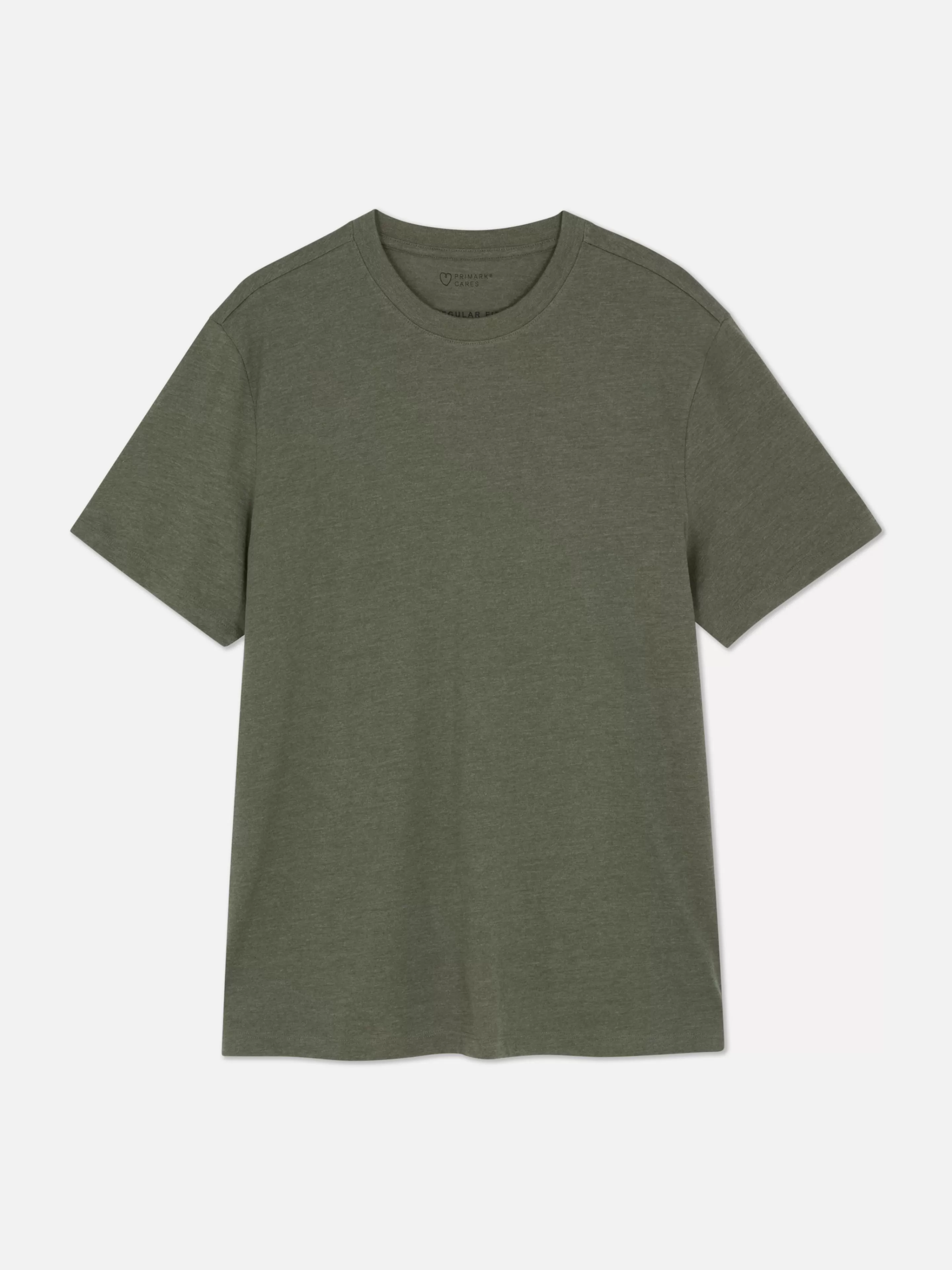 Maglietta Basic Primark in Tessuto Marmorizzato Caqui - Taglio Classico per Stile Casual