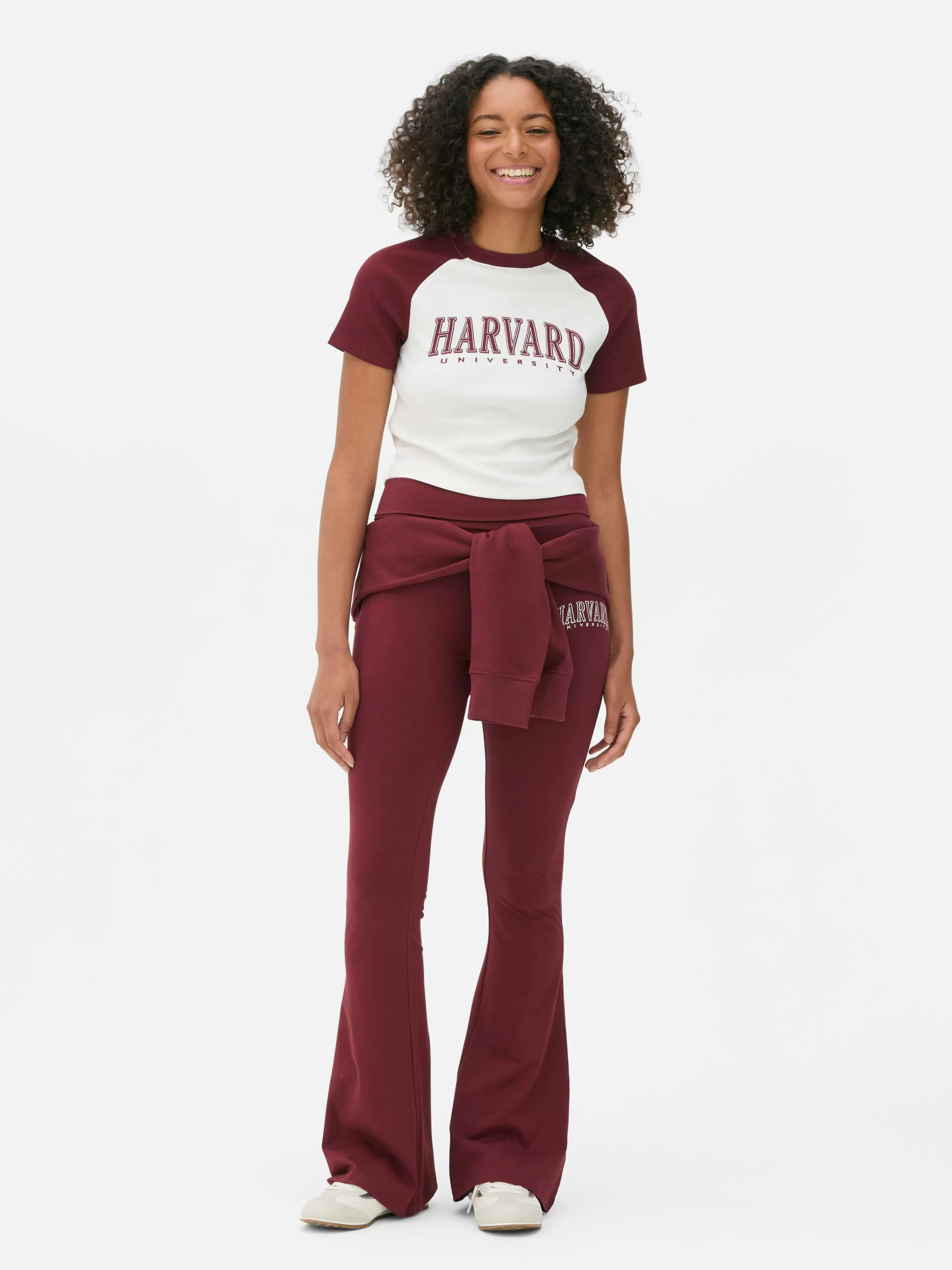 Primark - Maglietta Corta con Manica Raglan Stile College, Colore Avorio, T-Shirt Basic Unisex Casual