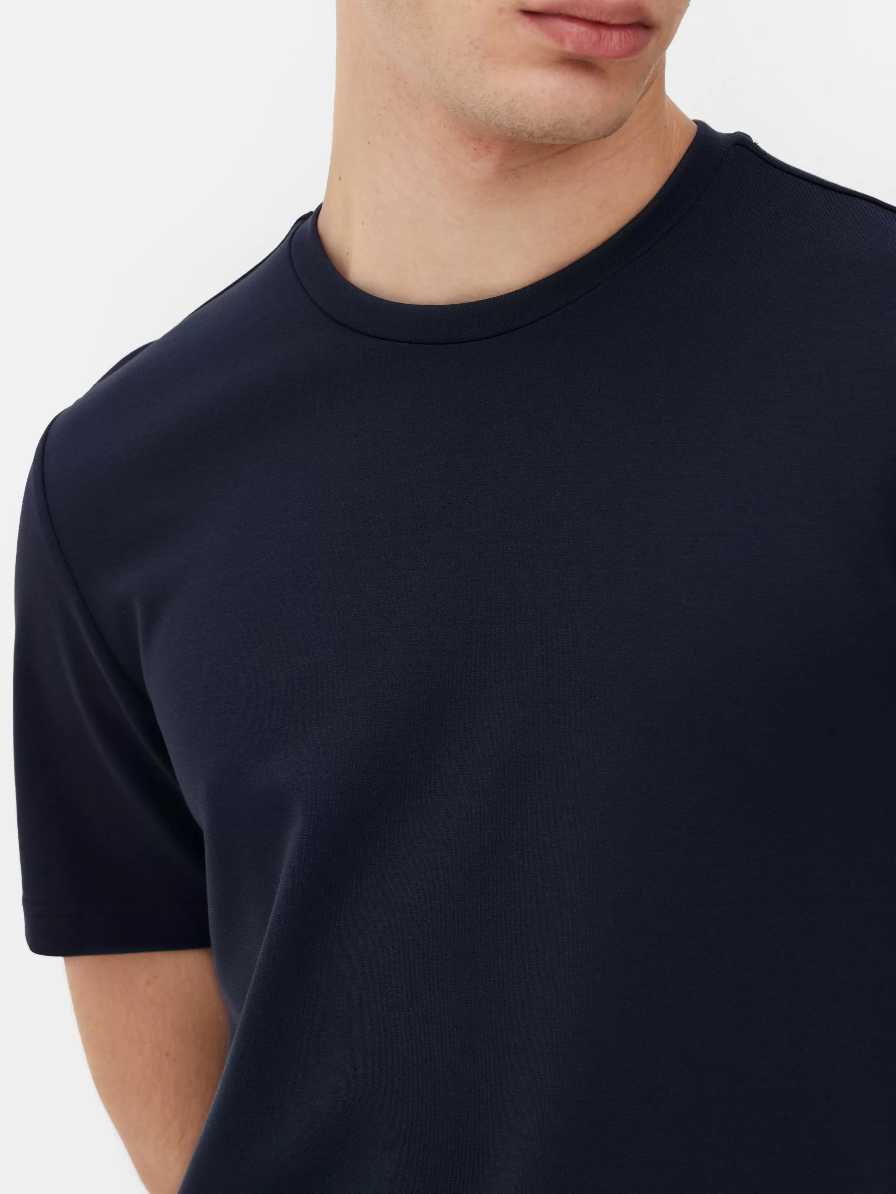 Primark Maglietta Donna Scollo Tondo Blu Marino - Modello Kem Casual con Bordi Arrotondati
