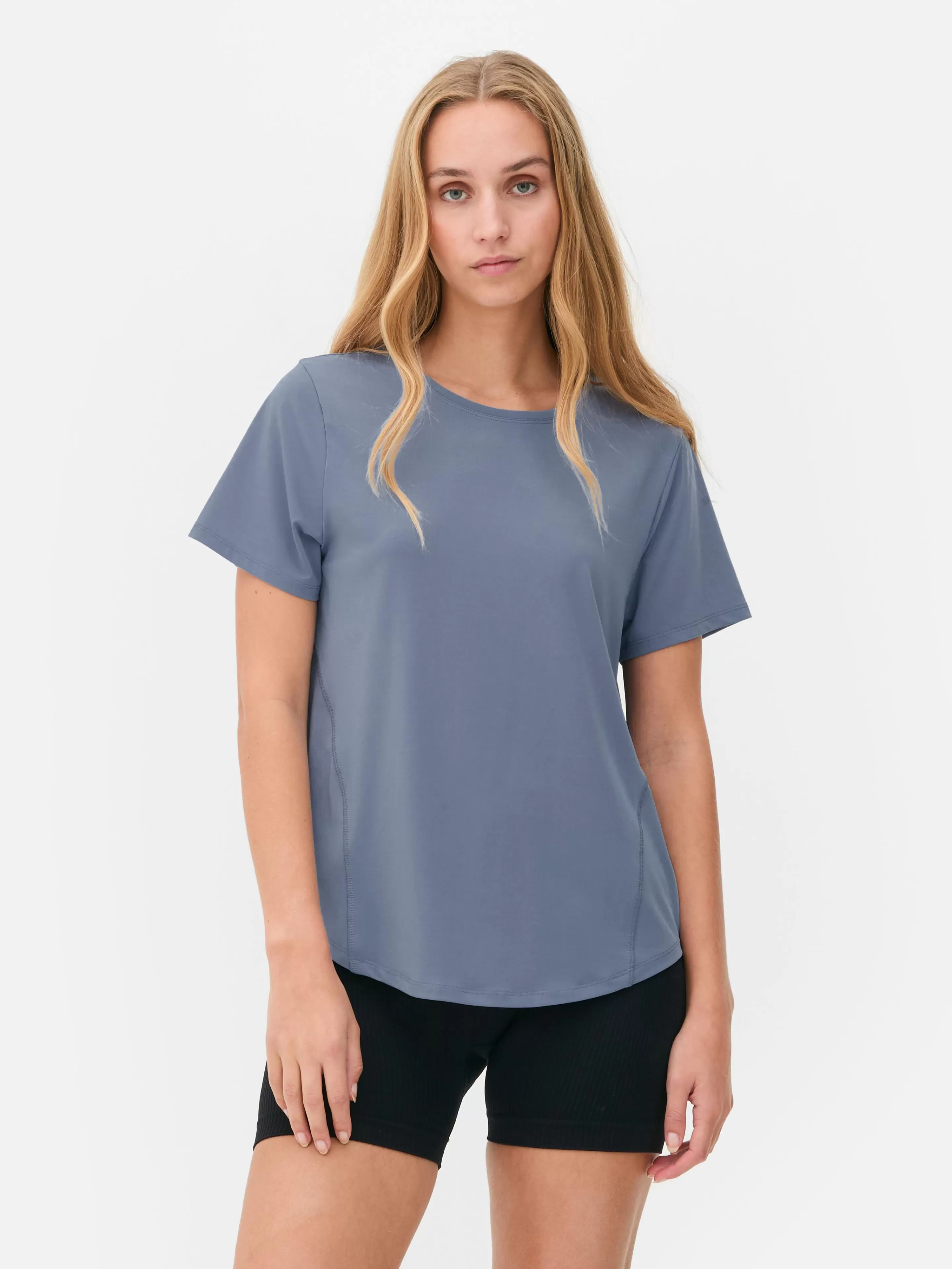 Primark Maglietta Sportiva per Allenamento - Comoda con Collo Tondo, Blu Ideale per Fitness e Attività All'aperto