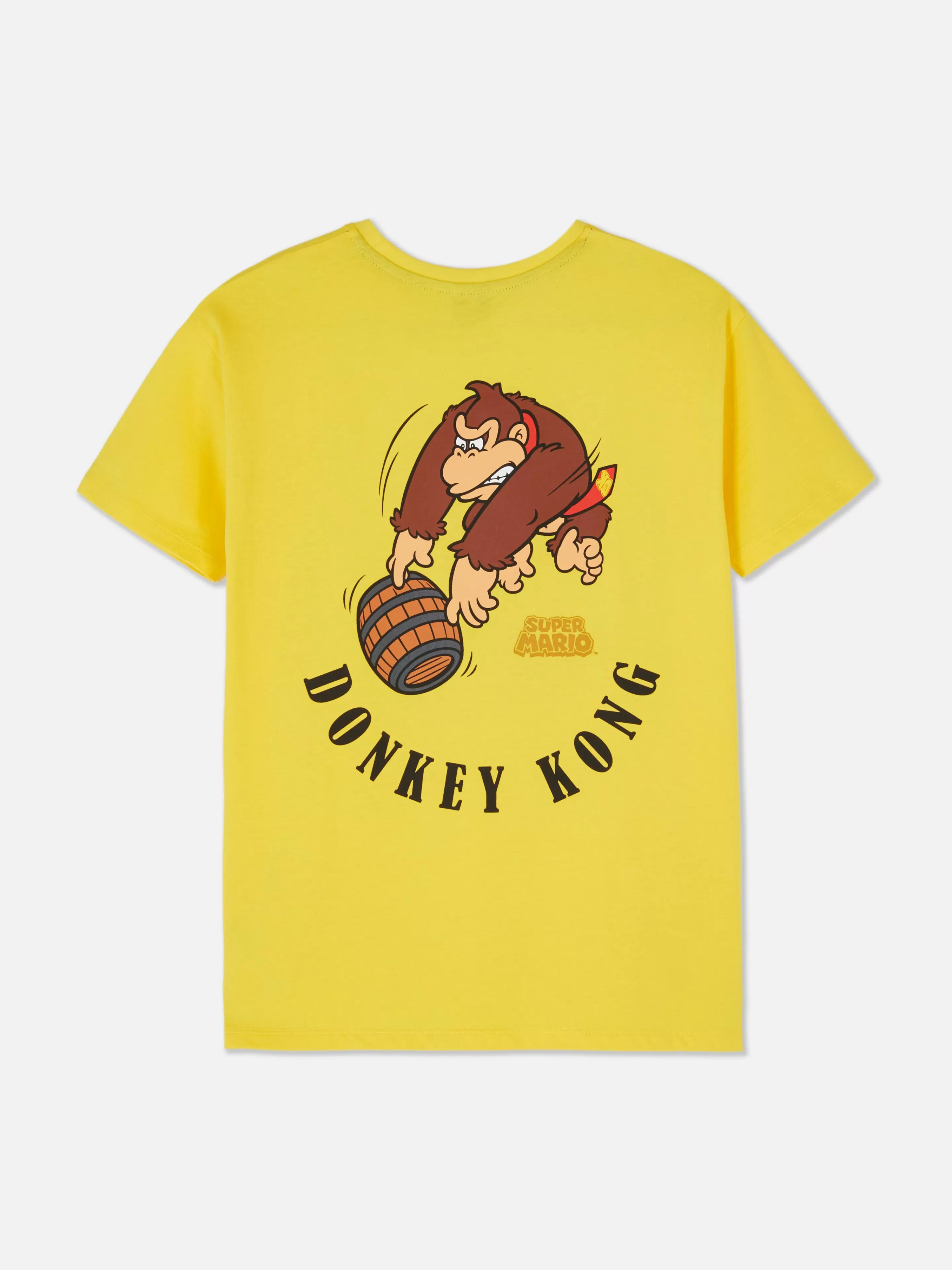 Maglietta Unisex Primark Originale con Stampa Donkey Kong - Design Iconico in Giallo Vibrante