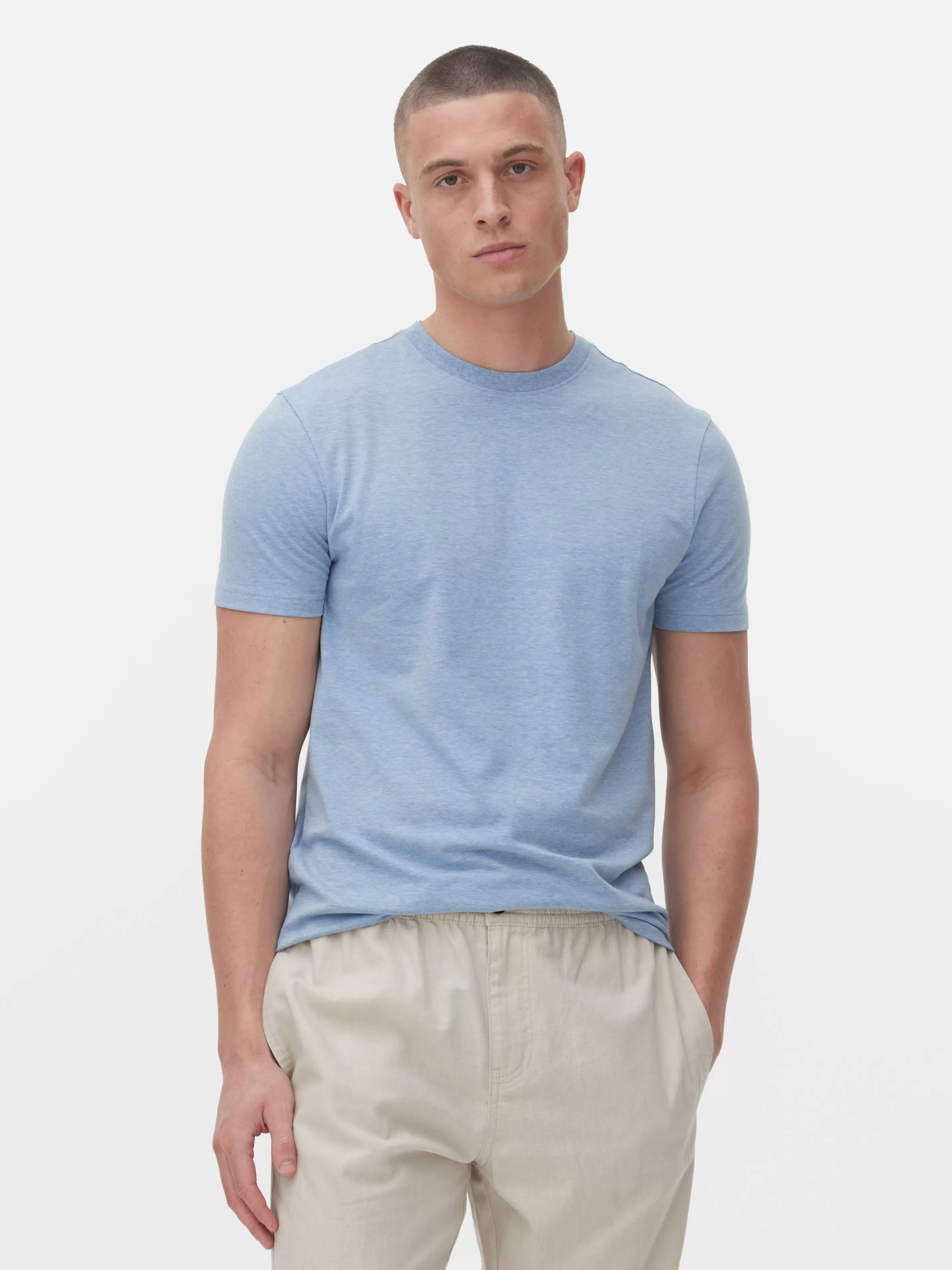 Maglia Elasticizzata Primark in Tinta Unita Azzurro Cielo - T-Shirt Comoda per Tutte le Stagioni