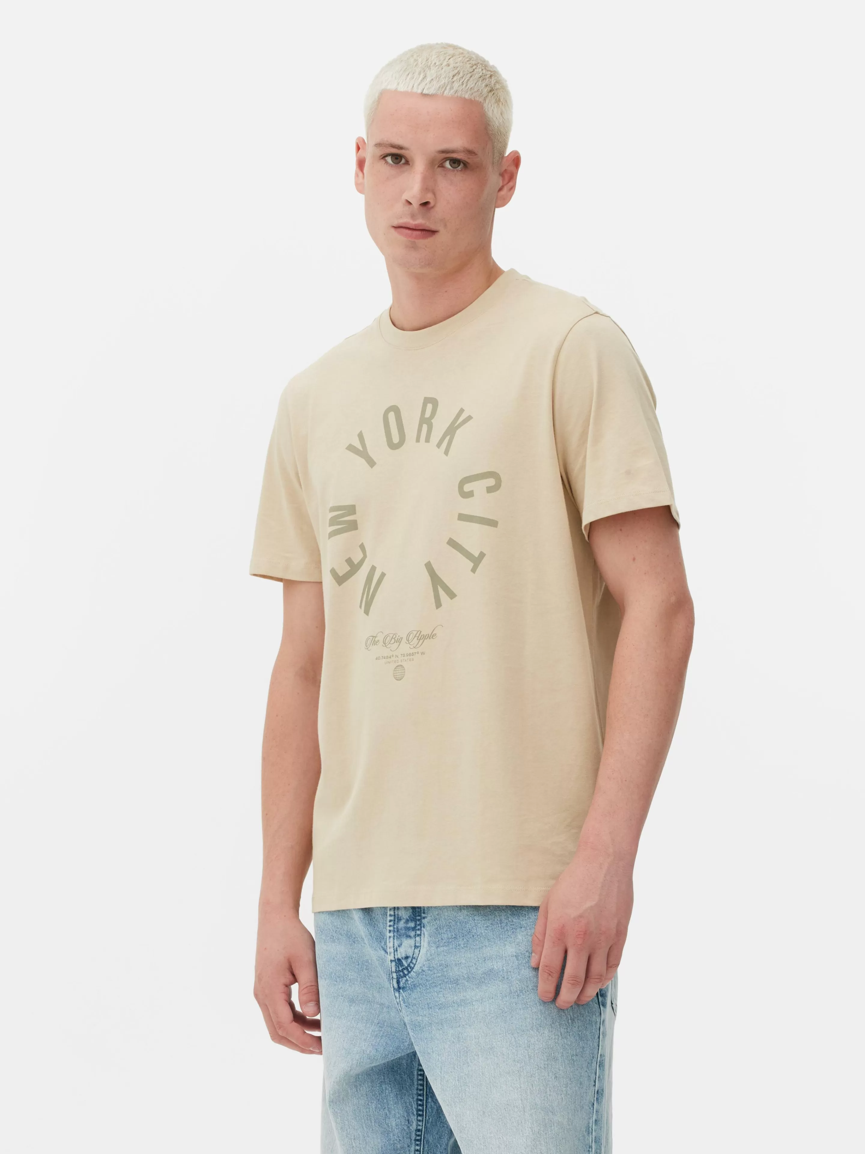 Primark Maglietta Donna con Stampa NYC - Grafica Città e Dettaglio Minerale, Stile Casual Urban