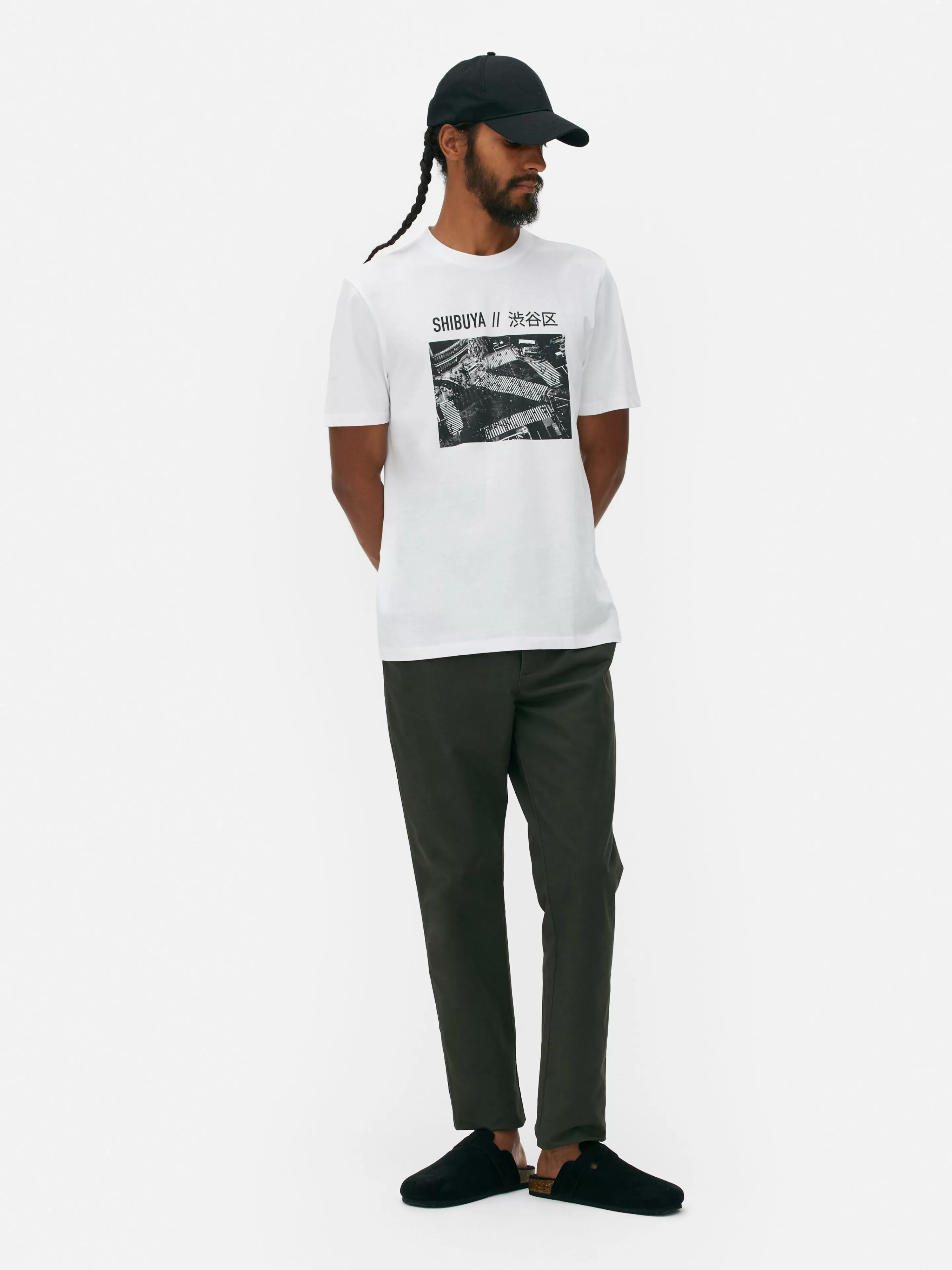 Primark T-Shirt con Stampa Esclusiva Shibuya Crossing - Bianco - Magliette Uniche
