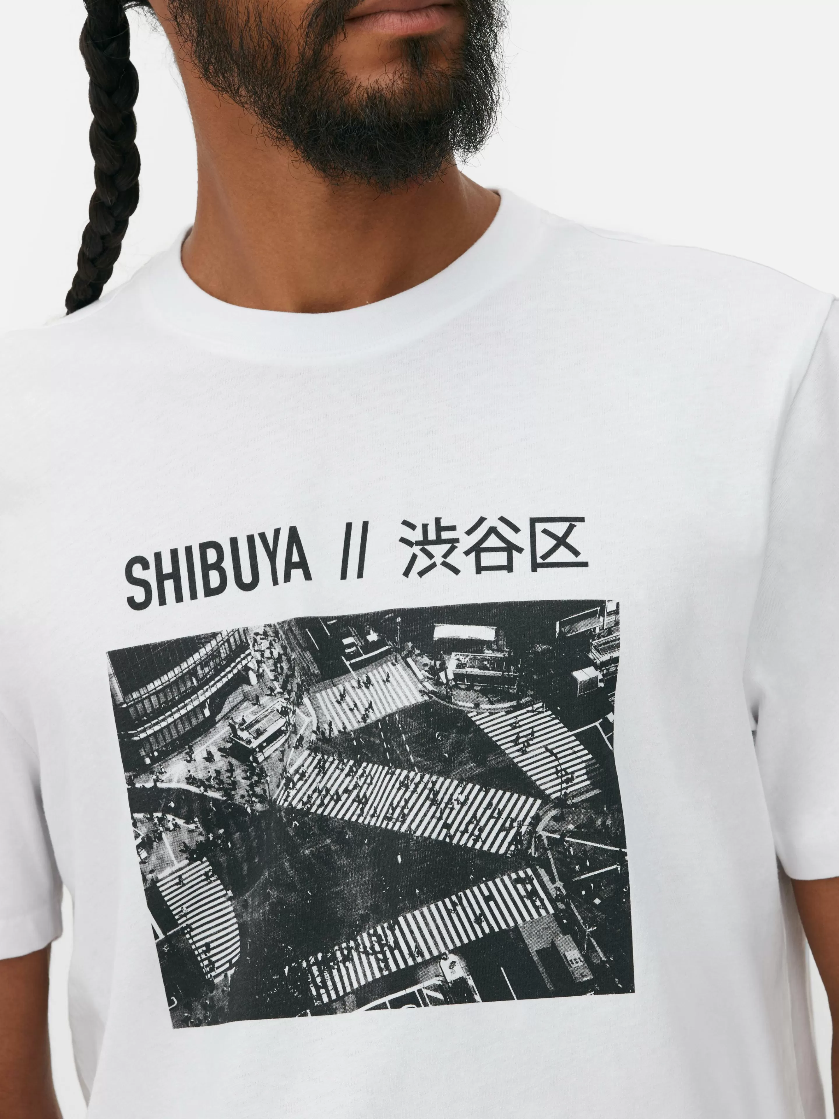 Primark T-Shirt con Stampa Esclusiva Shibuya Crossing - Bianco - Magliette Uniche