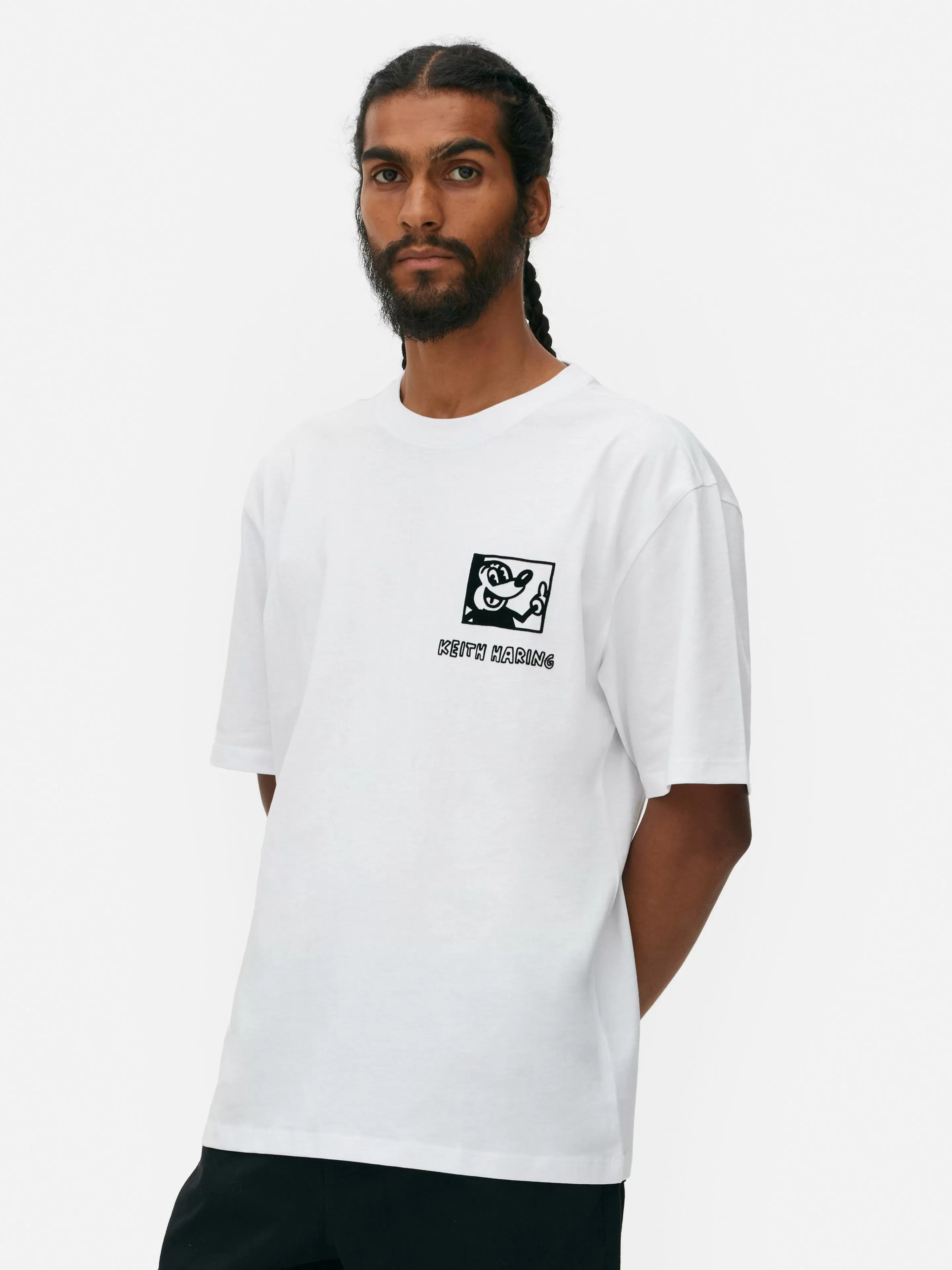 Magliette Unisex con Stampa Artistica Disney Mickey Mouse & Keith Haring - Bianco | Collezione Primark