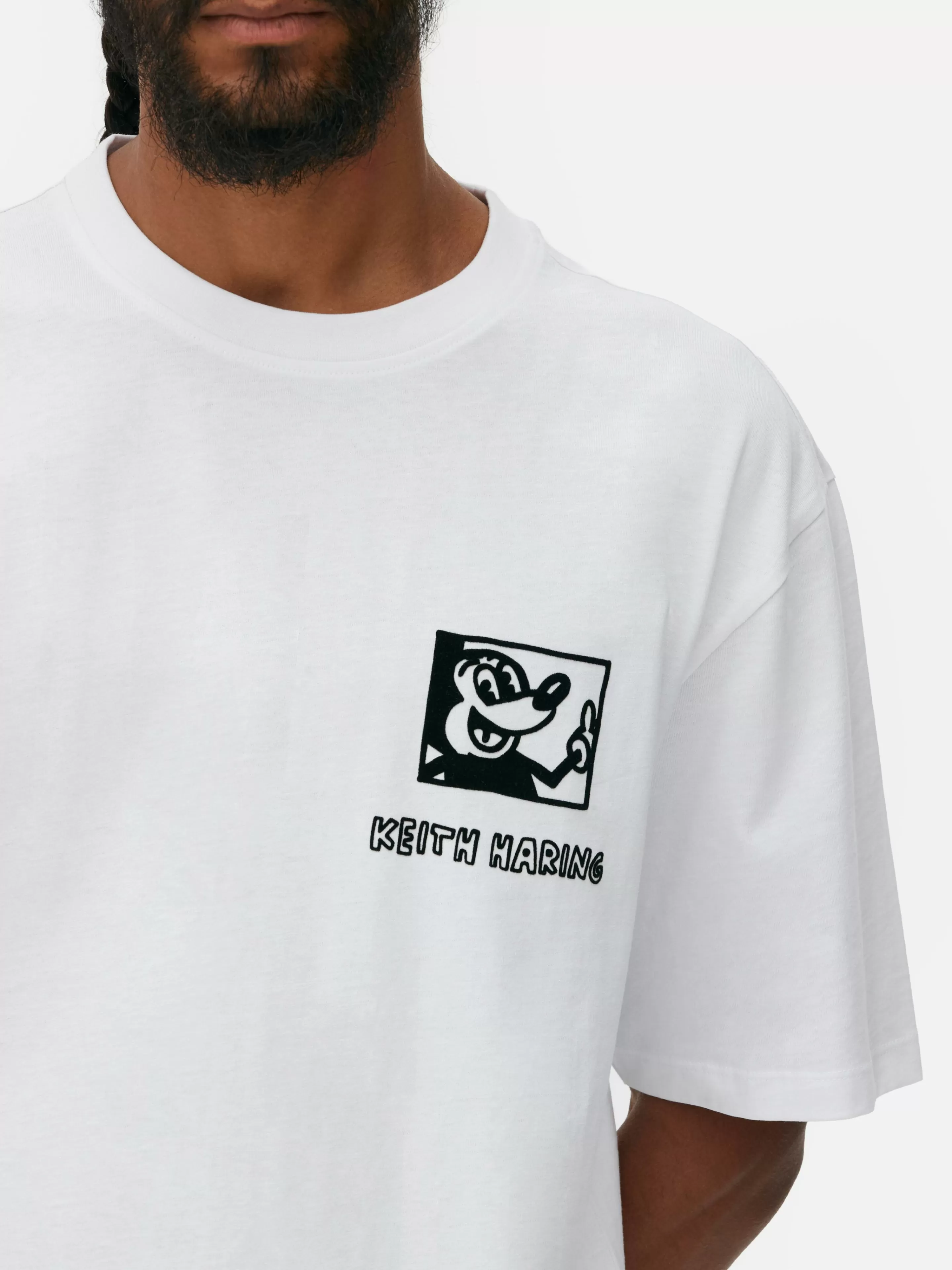 Magliette Unisex con Stampa Artistica Disney Mickey Mouse & Keith Haring - Bianco | Collezione Primark