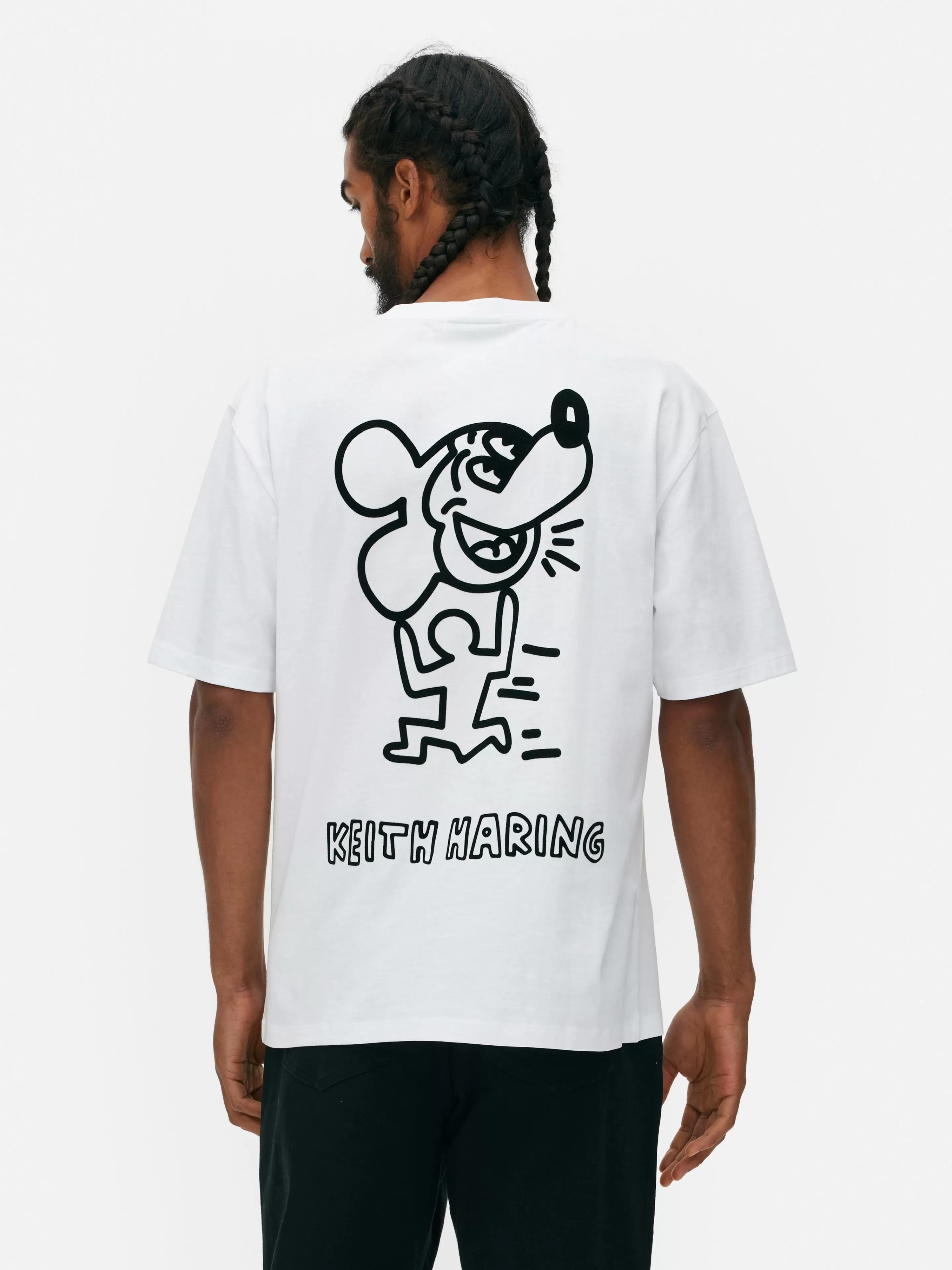 Magliette Unisex con Stampa Artistica Disney Mickey Mouse & Keith Haring - Bianco | Collezione Primark