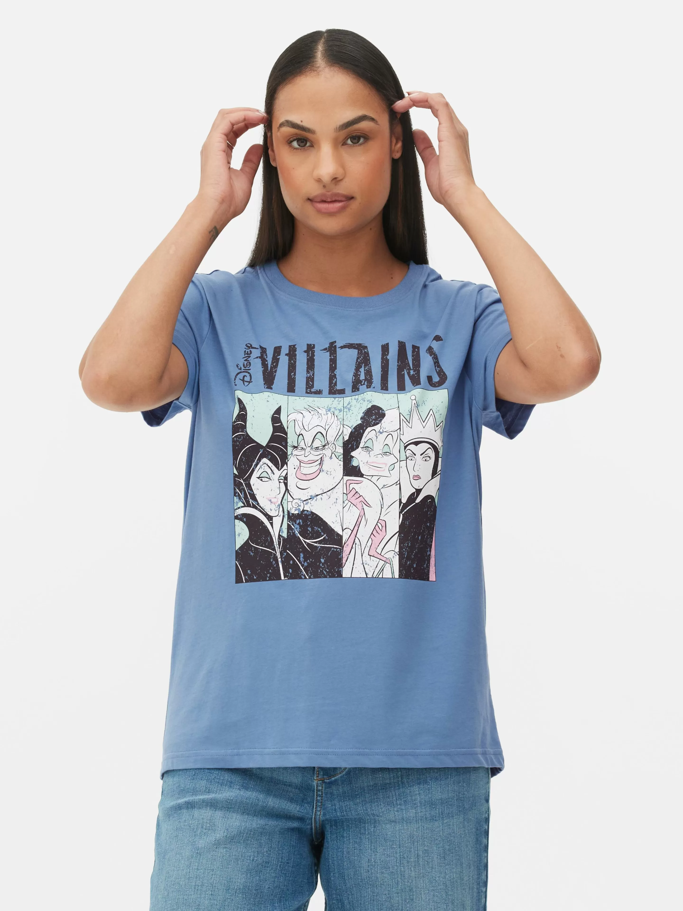 Maglietta Uomo Disney Villains in Tinta Blu Notte - Stampa Accattivante Primark® - Divertente e Stilosa