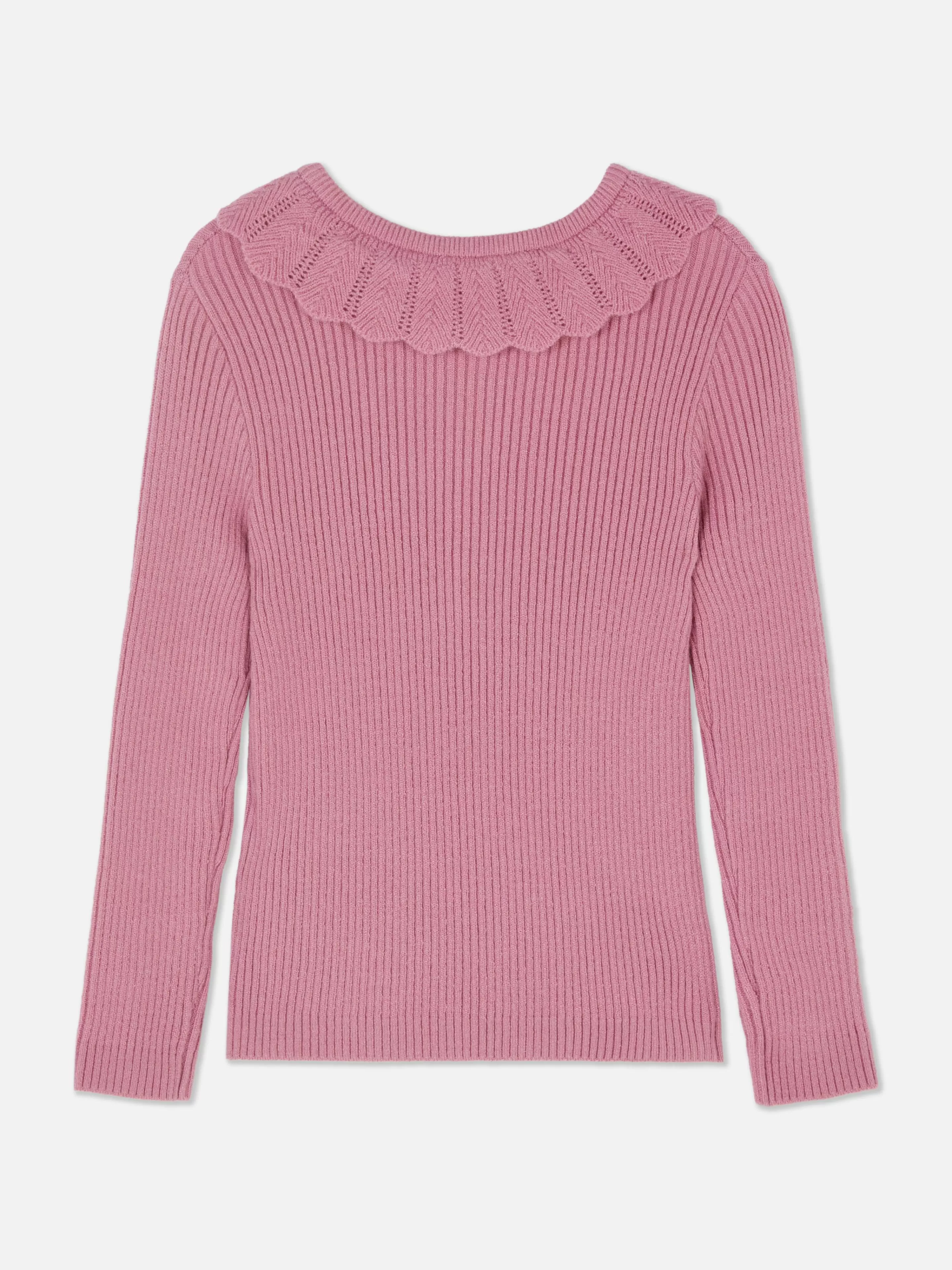 Maglioni e Cardigan in Maglia Confortevole · T-shirt a Manica Lunga con Design Elegante colletto a volanti · Borgogna Scuro · Primark