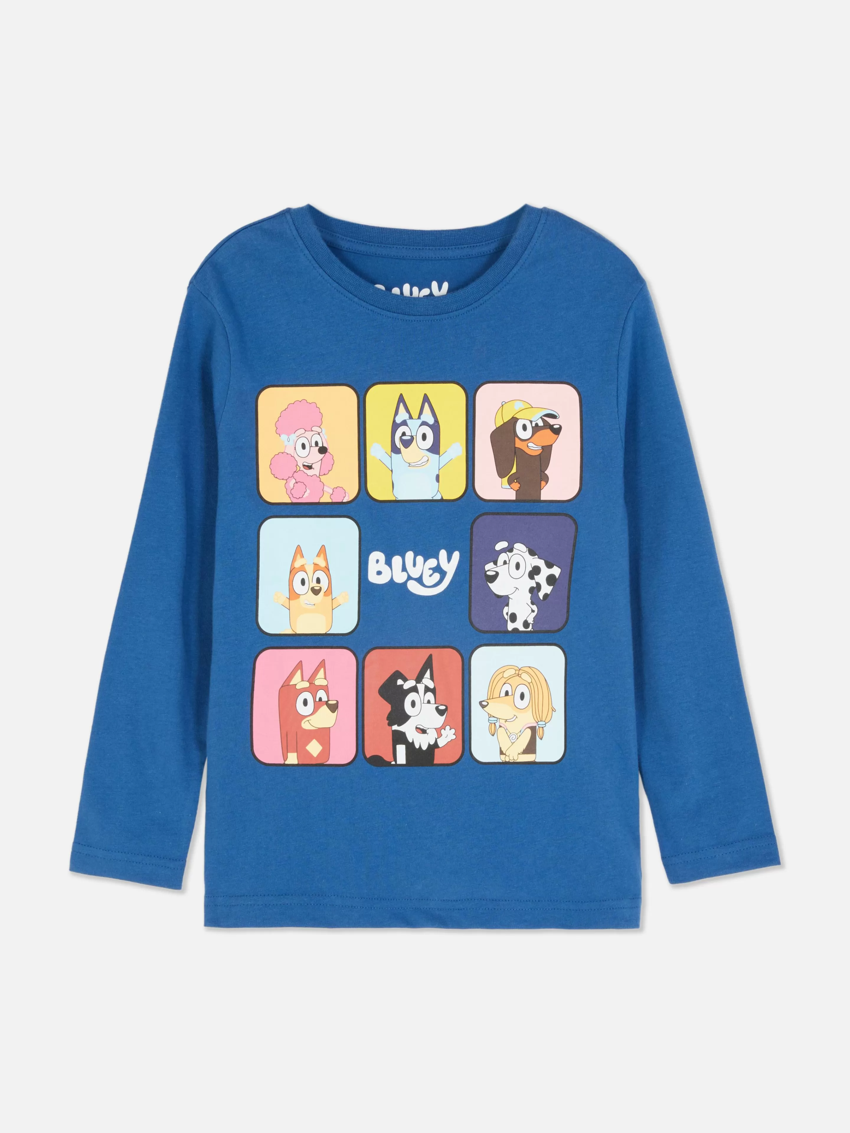 Primark - Maglietta Casual Manica Lunga con Stampa Bluey, Design Grafico in Blu Navy