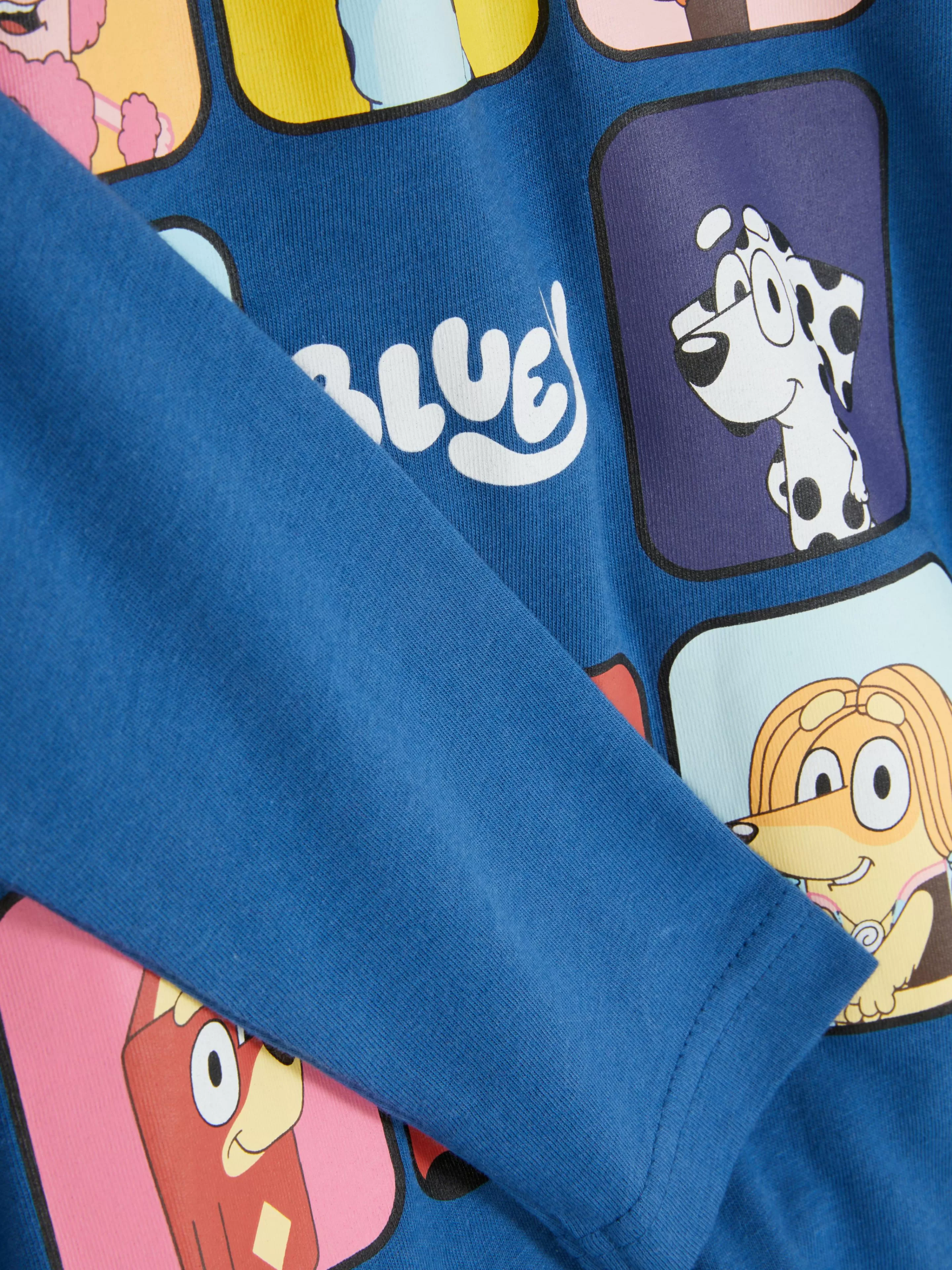 Primark - Maglietta Casual Manica Lunga con Stampa Bluey, Design Grafico in Blu Navy