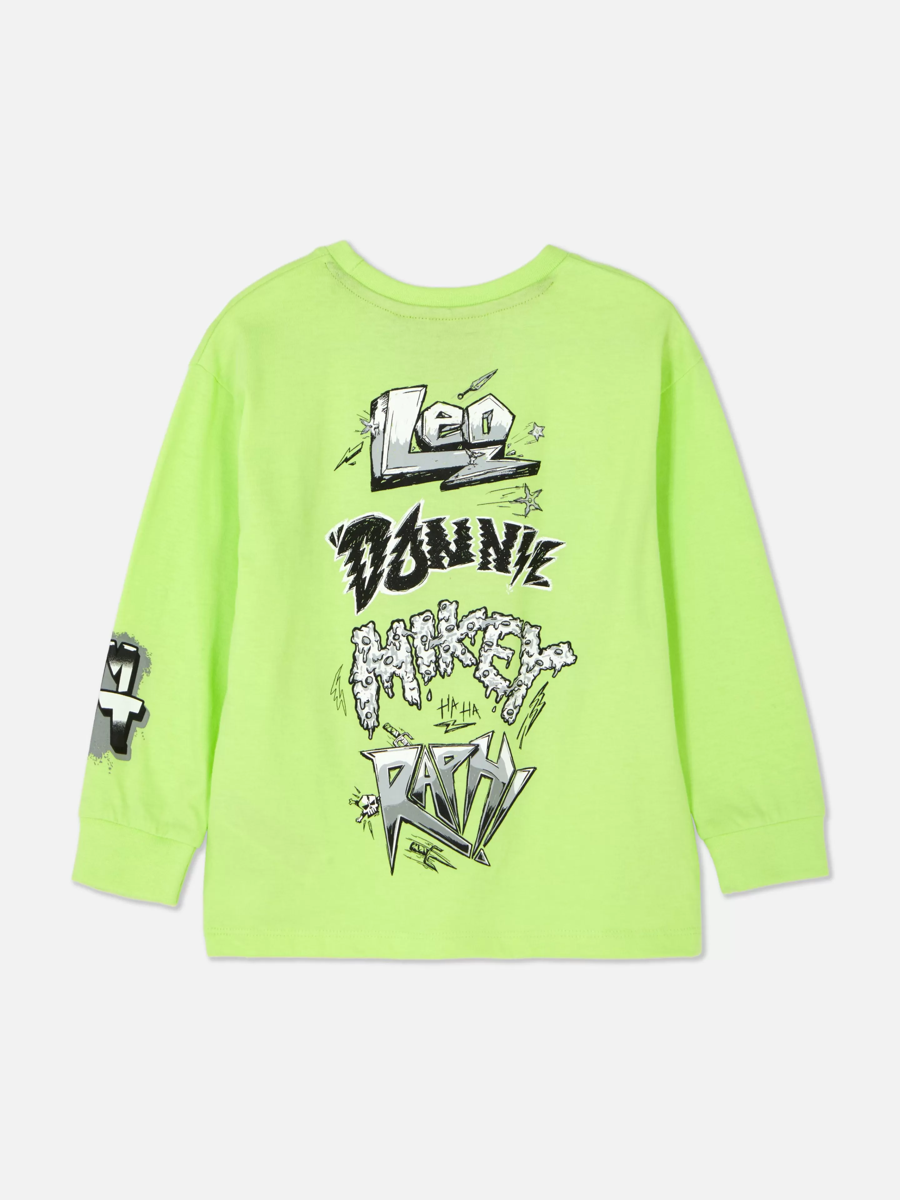 Maglietta Primavera/Estate Primark - Stampa Tartarughe Ninja in Verde Lime Acceso, T-Shirt a Manica Lunga Unisex