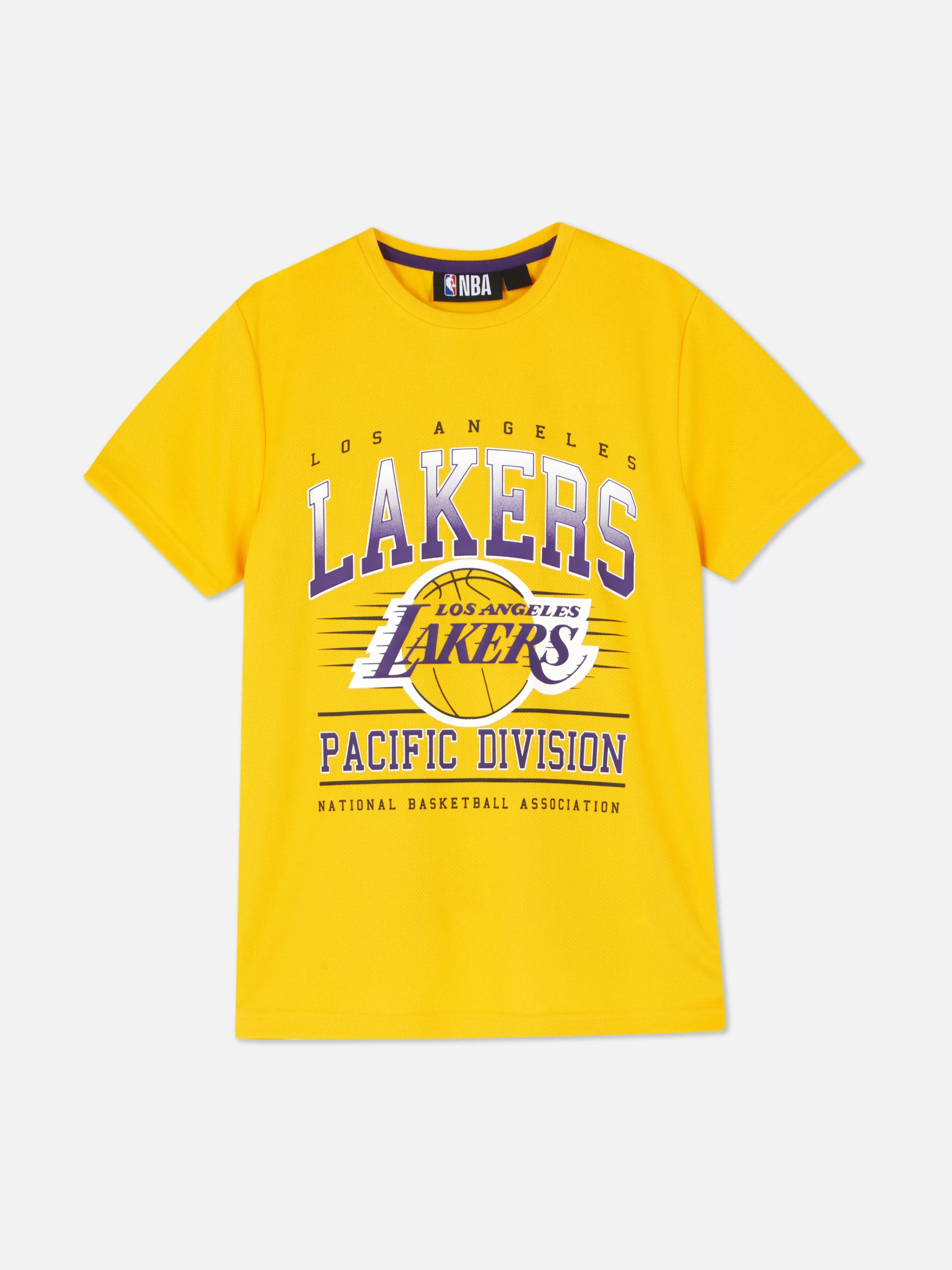 Maglietta NBA Los Angeles Lakers manica corta Primark - Stilistica sportiva in tessuto traspirante, modello unisex giallo brillante per look casual e dinamico