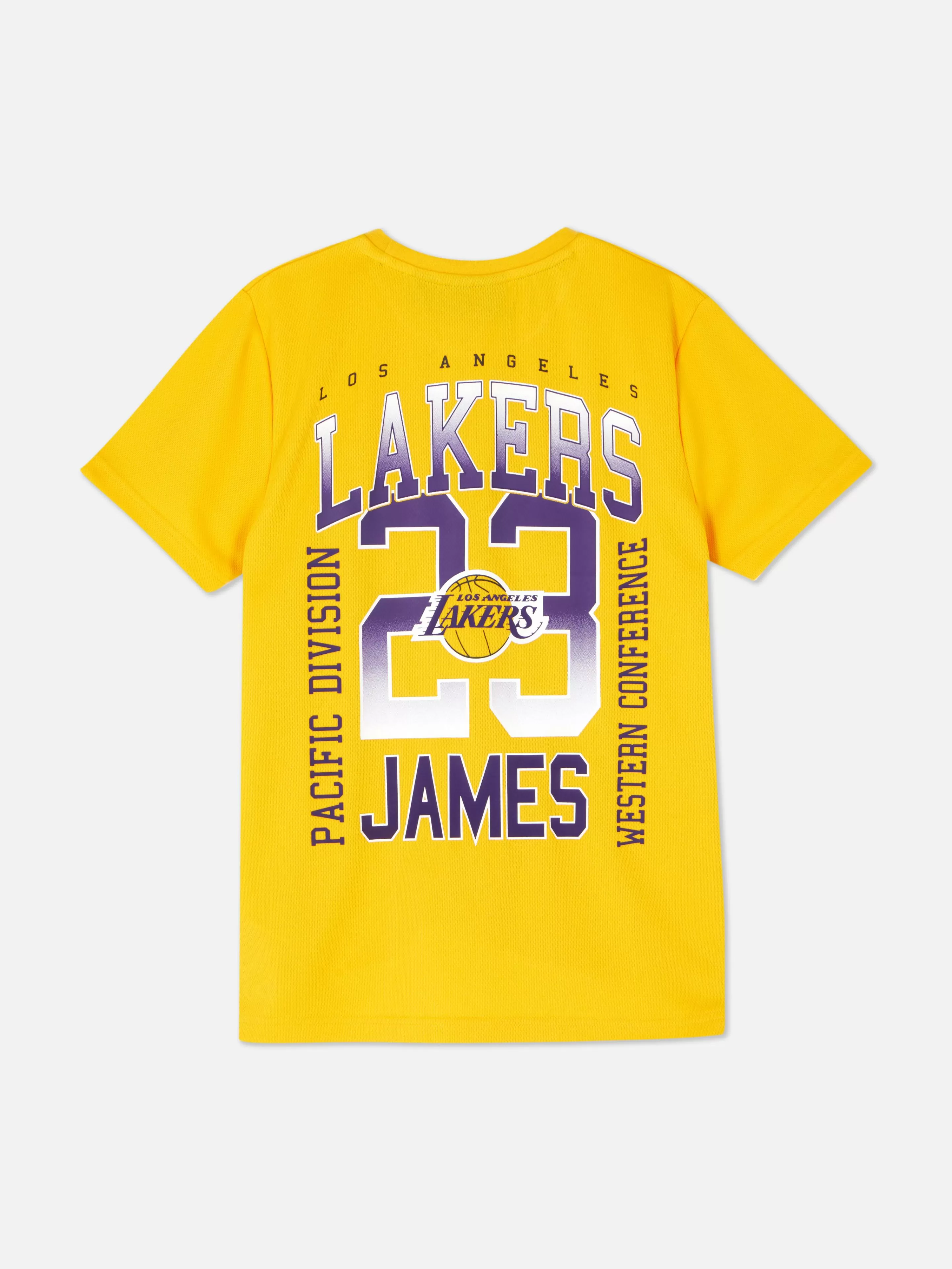 Maglietta NBA Los Angeles Lakers manica corta Primark - Stilistica sportiva in tessuto traspirante, modello unisex giallo brillante per look casual e dinamico