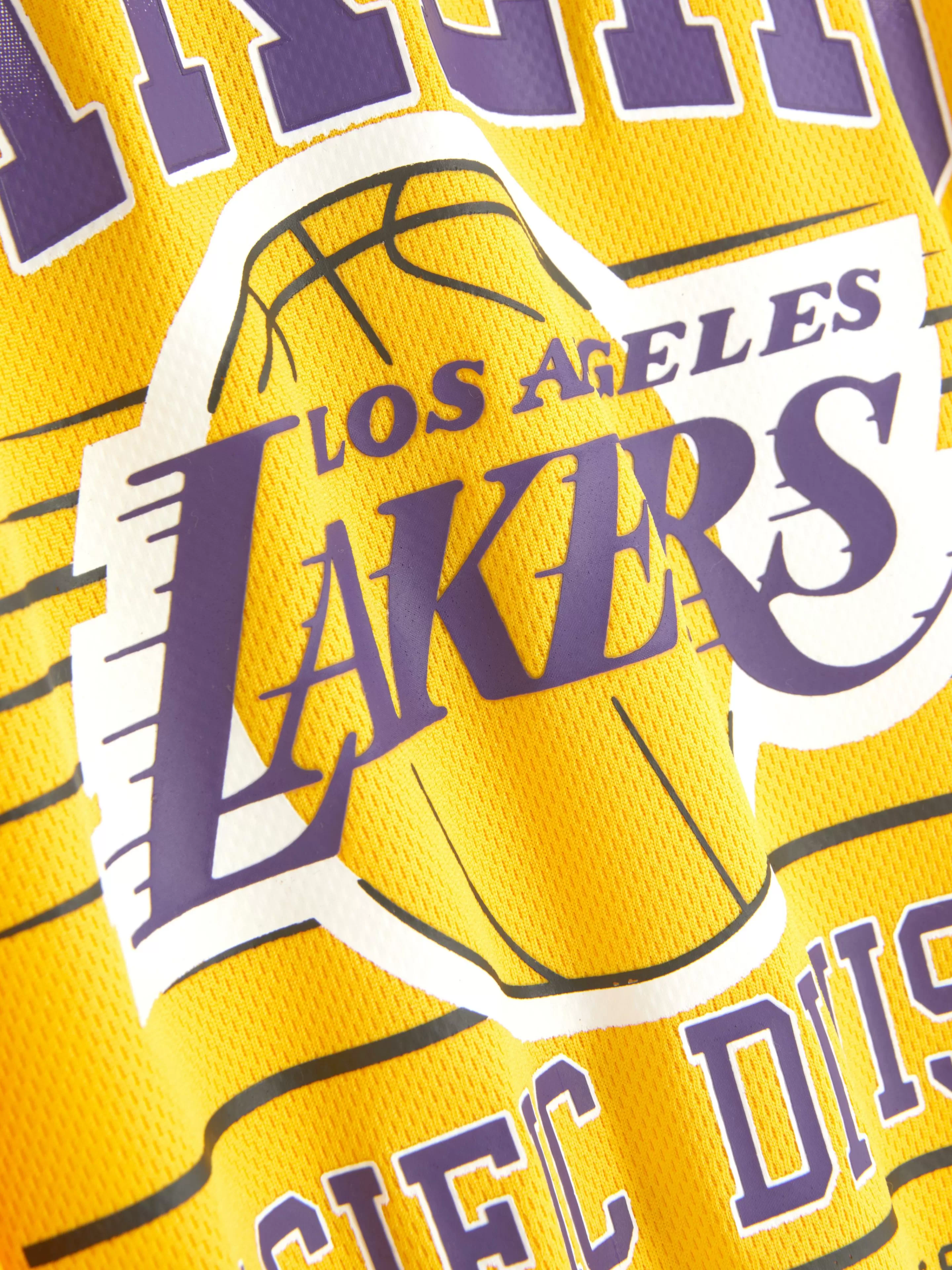 Maglietta NBA Los Angeles Lakers manica corta Primark - Stilistica sportiva in tessuto traspirante, modello unisex giallo brillante per look casual e dinamico