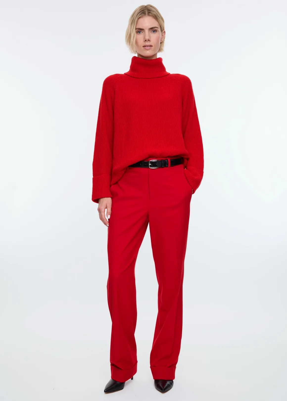 Maglione in misto lana VANILIA con dettagli a motivo tartaruga - Versione invernale nel rosso intenso Karalahnared