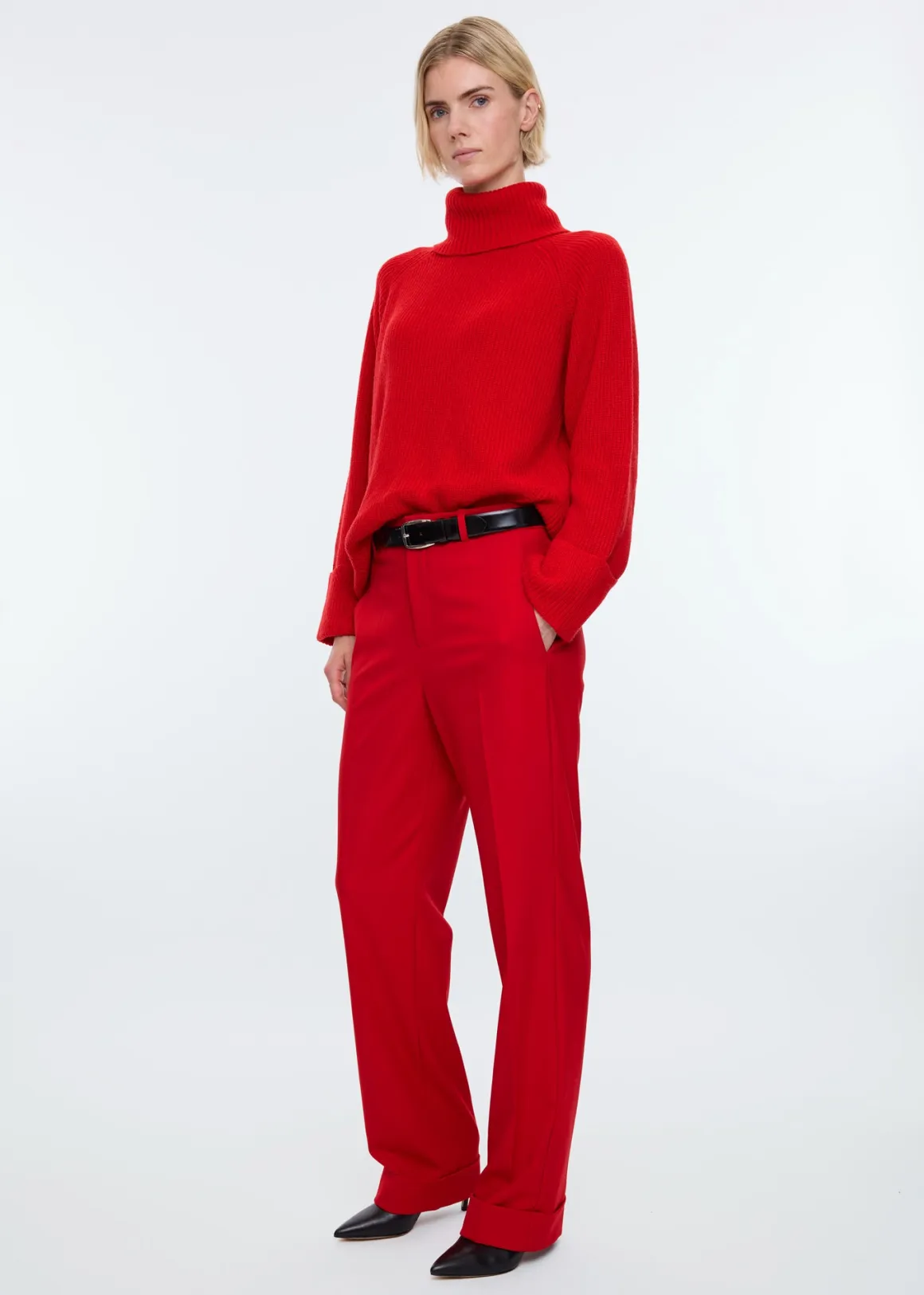 Maglione in misto lana VANILIA con dettagli a motivo tartaruga - Versione invernale nel rosso intenso Karalahnared