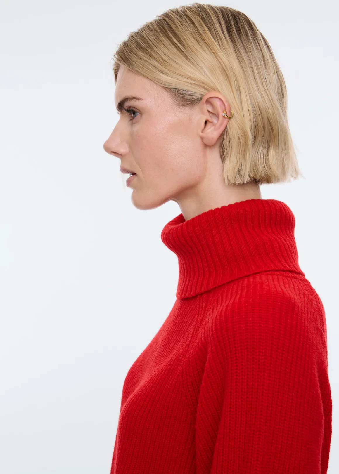 Maglione in misto lana VANILIA con dettagli a motivo tartaruga - Versione invernale nel rosso intenso Karalahnared