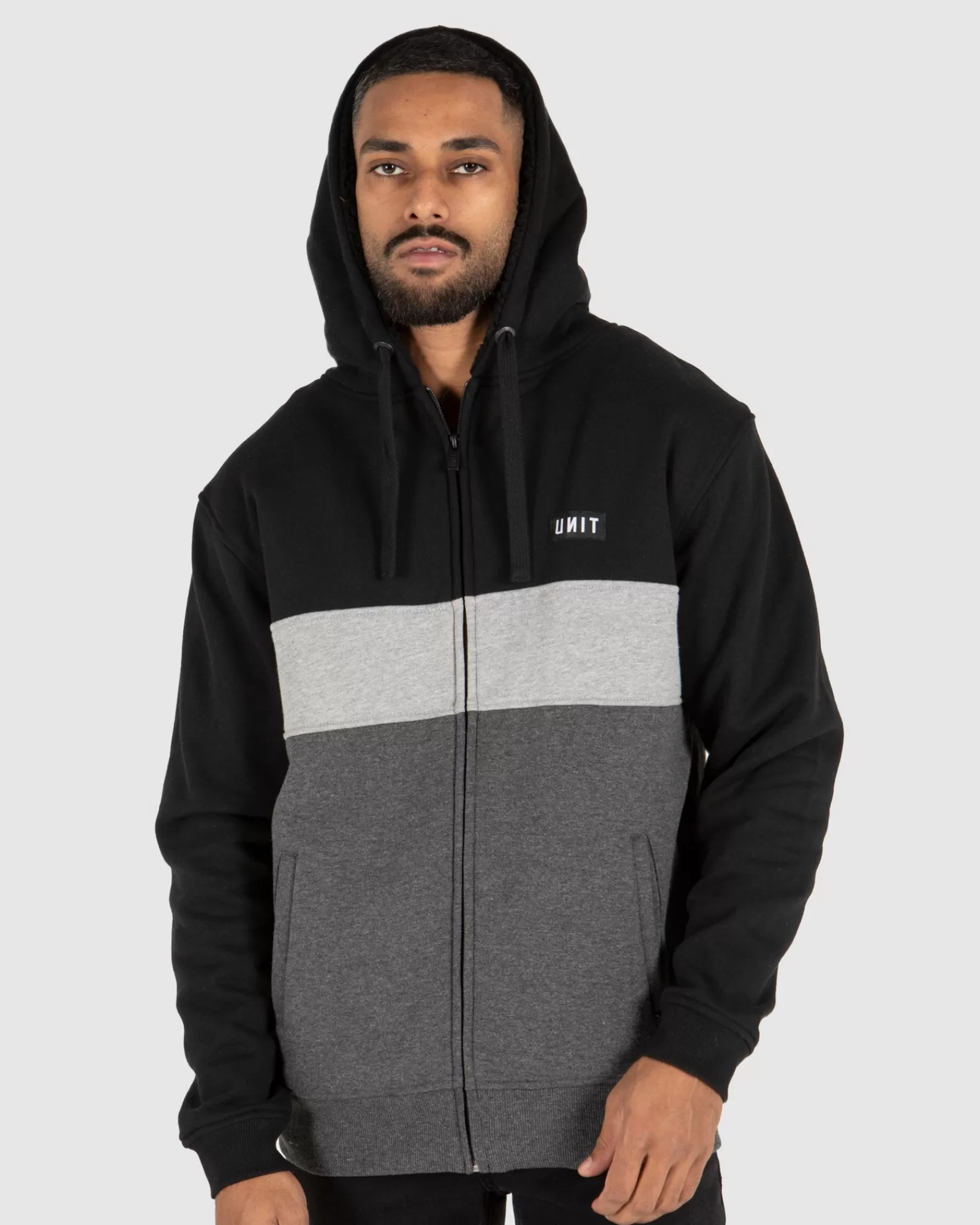 UNIT Felpa con Cappuccio Uomo - Zip Frontale Completa, Interno Sherpa Morbido, Colore Nero - Abbigliamento Casual Invernale 

(：，，，，，)