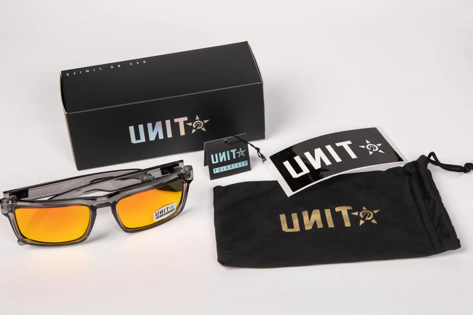 Unit Clothing - Occhiali Primer UNIT con Lenti Polarizzate [Arancio Fumé/Cristallino] - Edizione Limitata con Sconto
