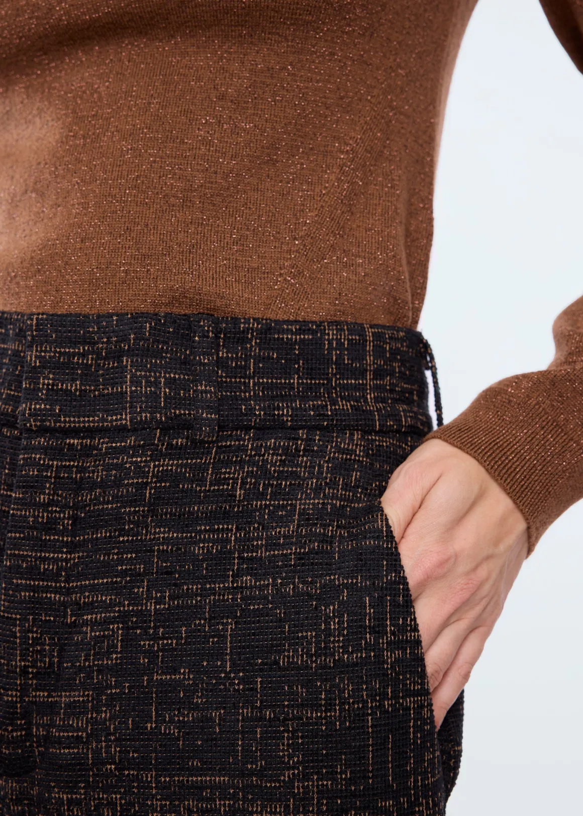 Pantaloni Eleganti in Composizione Velluto - Tonalità Nocciola e Mogano - Offerta Lampo VANILÌA