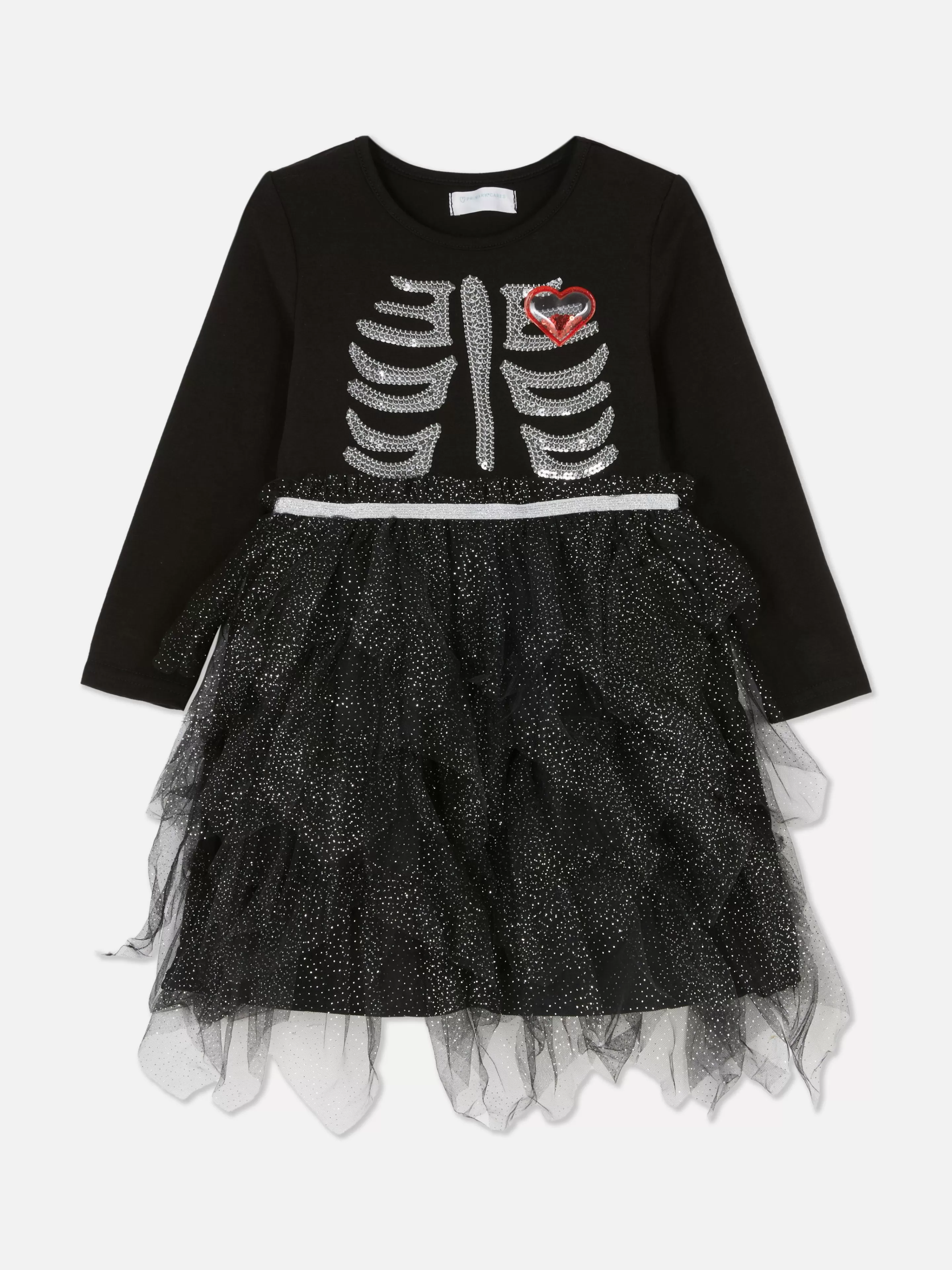 Costume Halloween Scheletro Nero con Gonna a Tutù - Vestito da Festa Unico Primark 

Abito da Ballo Spettrale con Dettagli Brillanti a Tema Cranio - Tutù Elegante per Feste di Halloween 

Vestito Nero a Strati con Decorazioni Scheletriche - Idea Originale per Costume Di Carnevale o Notte delle Streghe 

Tutu con Motivo Ossa Luminose - Abito da Serata Horror con Paillettes - Taglie Disponibili Primark 

Costume Donna Scheletro Danzante - Gonna a Strati in Tulle Nero con Applicazioni Glow in the Dark