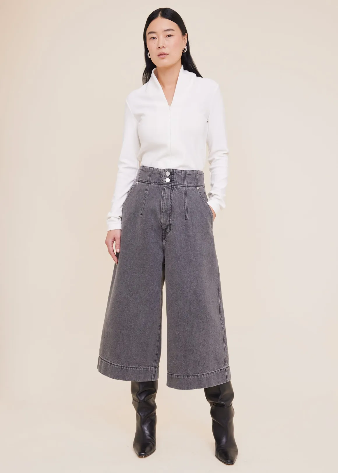 VANILIA Top in viscosa con zip laterale colore avorio - Edizione speciale a prezzo vantaggioso