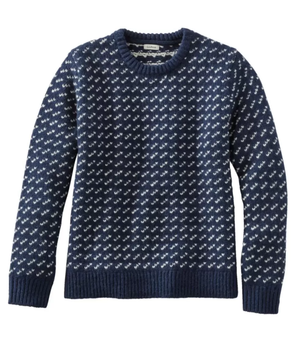 Maglione Donna in Lana Cardata - Modello Classico con Scollo Tondo e Disegno Occhio di Pernice, Bean's Collection