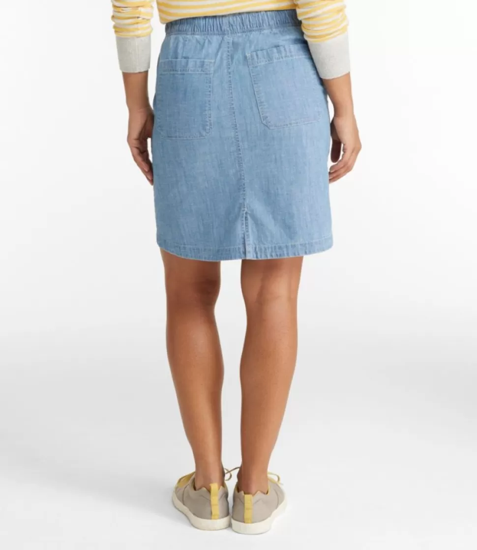 Gonna elastica comoda in vita media con effetto lavaggio al lago - Ideale per look estivi casual e chic 

(：