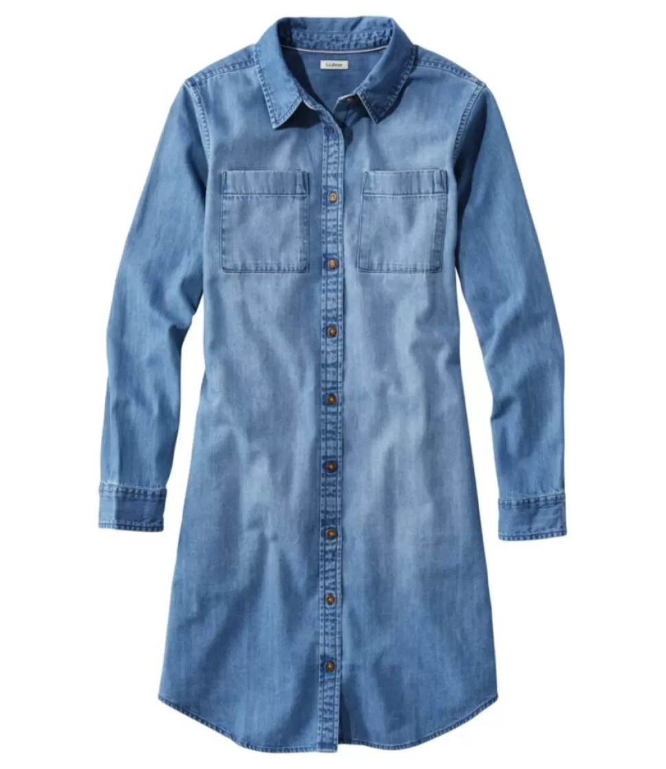 Offerta Lampo: Vestito Camicia Denim Lavato Vintage L.L.Bean - Abito Donna con Taglio Shirt, Confortevole e Versatile per Stile Casual-Chic. Disponibile nella Sezione Abbigliamento Sportivo e Abiti Giornalieri.