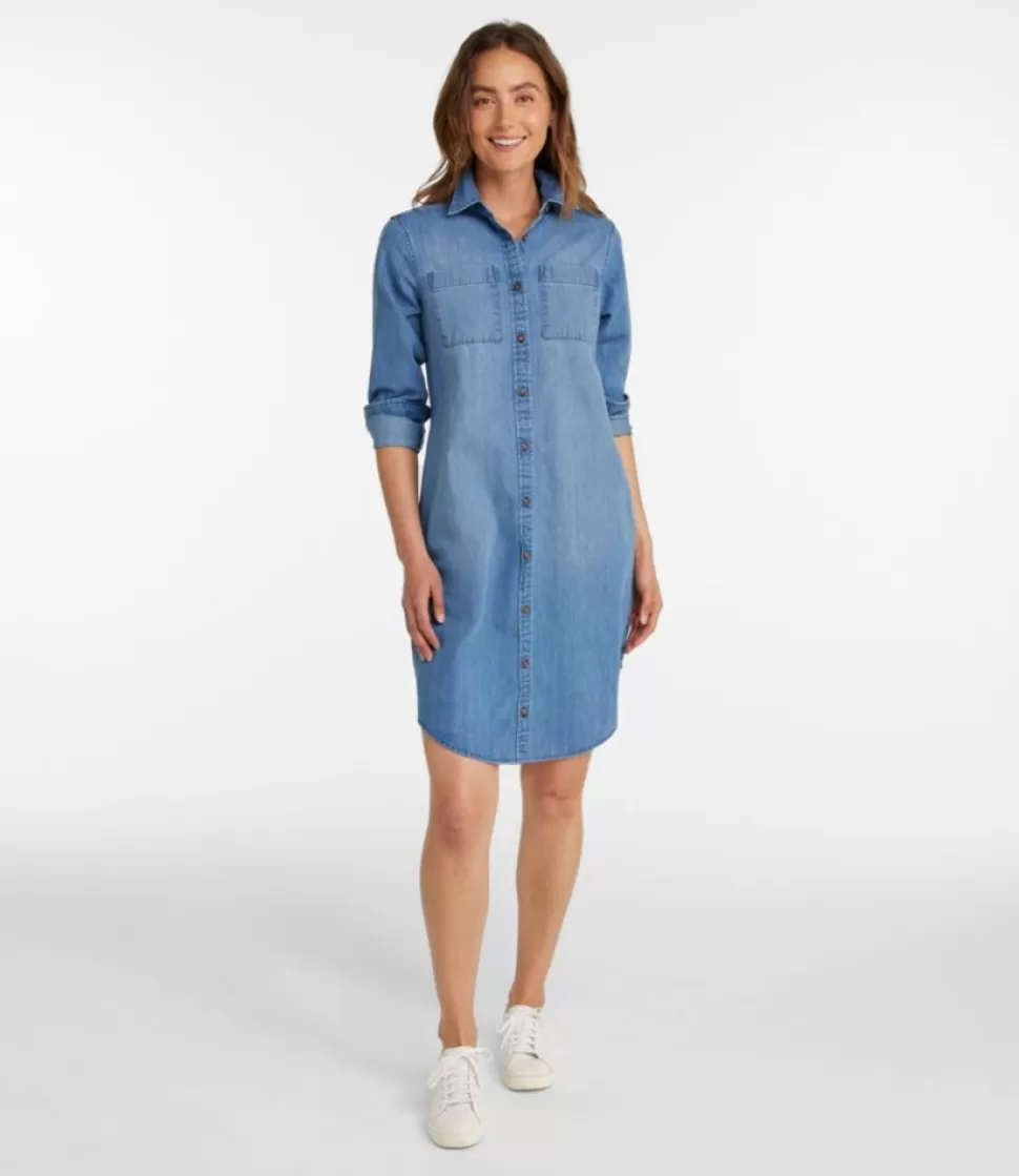 Offerta Lampo: Vestito Camicia Denim Lavato Vintage L.L.Bean - Abito Donna con Taglio Shirt, Confortevole e Versatile per Stile Casual-Chic. Disponibile nella Sezione Abbigliamento Sportivo e Abiti Giornalieri.