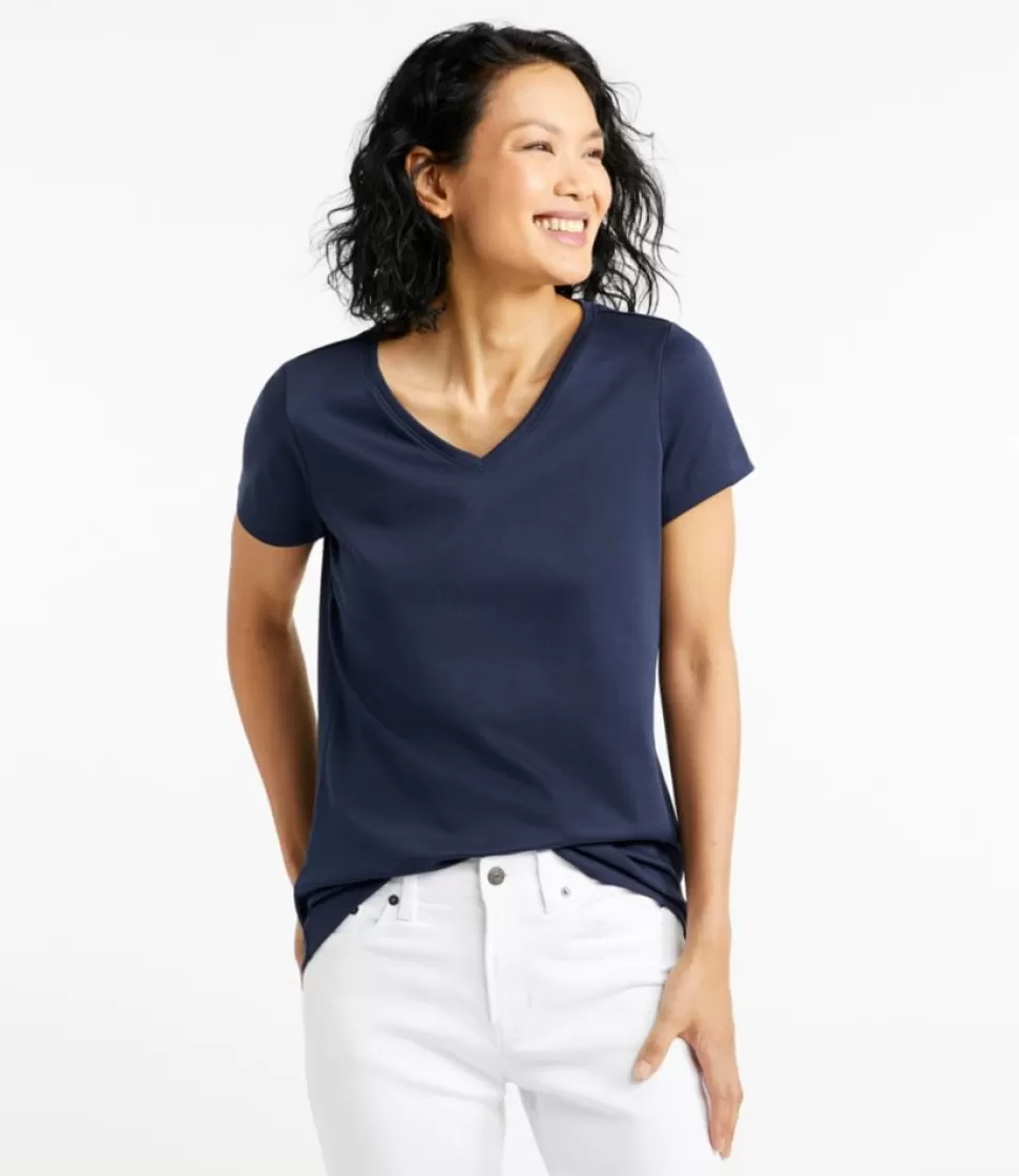 Maglietta Donna in Puro Cotone Pima con Scollo a V Sagomato e Manica Corta - Confortevole ed Elegante per Tutto il Giorno