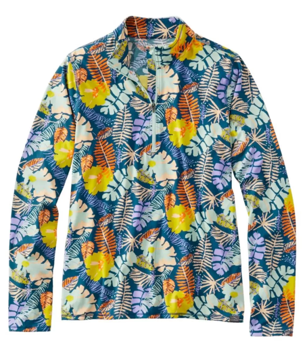 Maglia Solare Elegante UPF50+ con Zip Parziale e Stampa - Top da Spiaggia Donna a Prezzo Conveniente