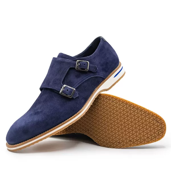 Scarpe Zelli Leggera in Pelle di Capra Scamosciata con Doppio Fermaglio Monastico - Design Elegante per Look Casual