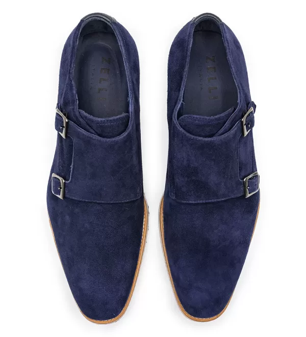 Scarpe Zelli Leggera in Pelle di Capra Scamosciata con Doppio Fermaglio Monastico - Design Elegante per Look Casual