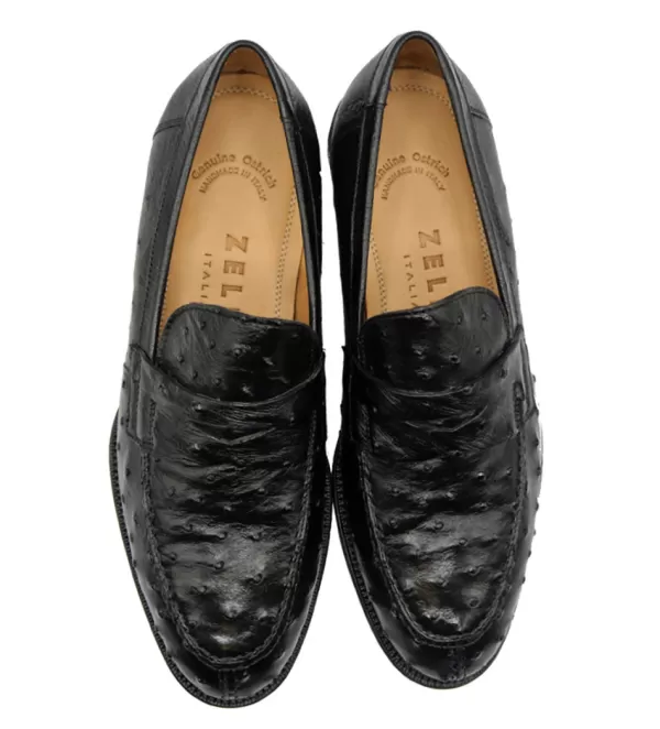 Zelli di Roma Mocassini in Piuma di Struzzo Autentica - Comode Scarpe Eleganti senza Lacci per Uomo 

（：，