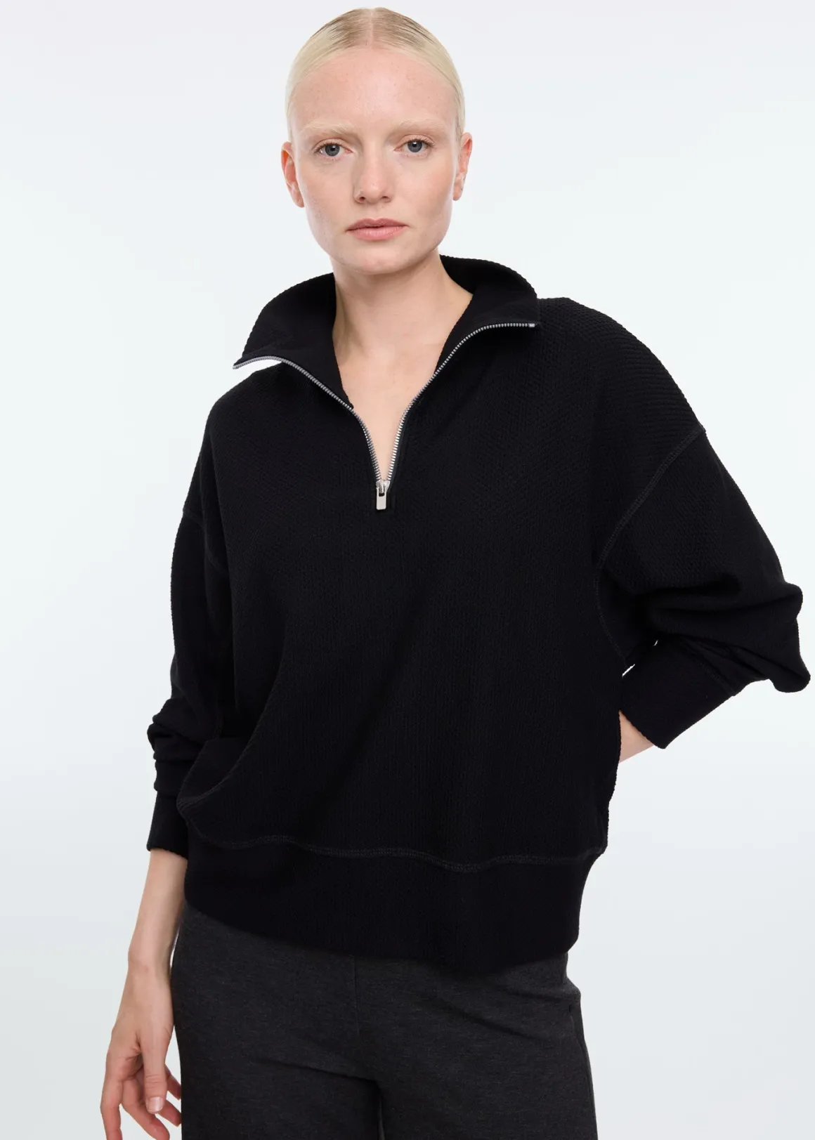 VANILIA Felpa con cerniera struttura premium - Nero - Offerta limitata a prezzo imbattibile